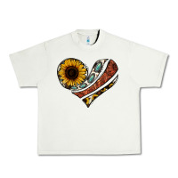 Pistachio western sunflower cowhide  heart Urban Heavy Tee - Jasminsmagicworld