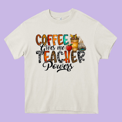 Coffee Gives Me Teacher Heavy Core Tee Designed By Cowhidedigitalart