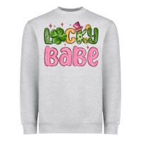 Heather Grey lucky babe st patrick s day Heavyweight Sweatshirt - MaliasSmallBusiness
