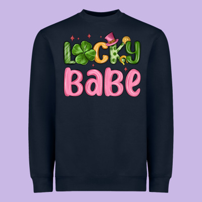 Lucky Babe St Patrick S Day Heavyweight Sweatshirt Designed By Maliassmallbusiness
