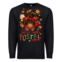 Black santas favorite postal worker afro messy bun Premium Sweatshirt - texasbilliewilder