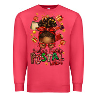 Cardinal santas favorite postal worker afro messy bun Premium Sweatshirt - texasbilliewilder