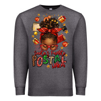 Charcoal Heather santas favorite postal worker afro messy bun Premium Sweatshirt - texasbilliewilder