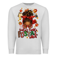 Dove Grey santas favorite postal worker afro messy bun Premium Sweatshirt - texasbilliewilder