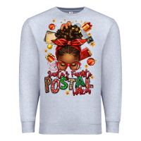 Heather Grey santas favorite postal worker afro messy bun Premium Sweatshirt - texasbilliewilder