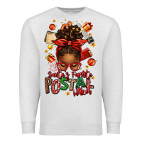 Oatmeal Heather santas favorite postal worker afro messy bun Premium Sweatshirt - texasbilliewilder