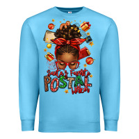Ocean Blue santas favorite postal worker afro messy bun Premium Sweatshirt - texasbilliewilder
