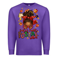 Purple santas favorite postal worker afro messy bun Premium Sweatshirt - texasbilliewilder