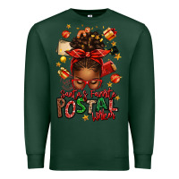 Sports Green santas favorite postal worker afro messy bun Premium Sweatshirt - texasbilliewilder