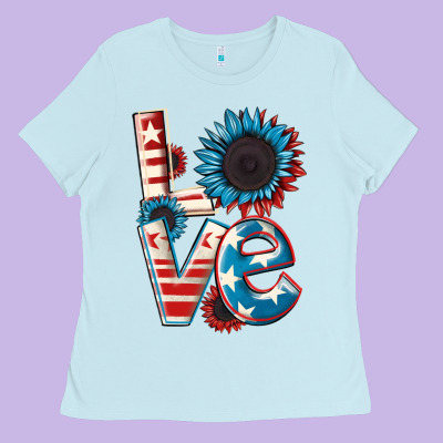 Love 4th Of July Ladies Tee Designed By Cowgirlartshop