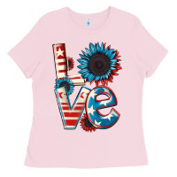Bubblegum Pink Love 4th of July Ladies Tee - CowGirlArtShop
