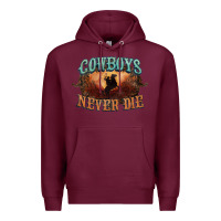 Burgundy Cowboys never die Premium Hoodie - HowdyJamesFarm