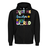 Black just me and my anxiety against the world Zipper Hoodie - Artiststas
