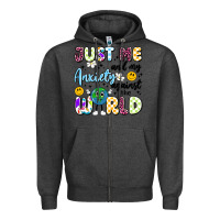 Charcoal Heather just me and my anxiety against the world Zipper Hoodie - Artiststas