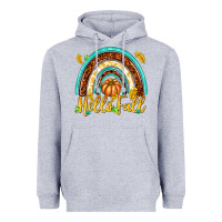 Heather Grey Hello Fall with Rainbow Heavyweight Hoodie - texasbilliewilder