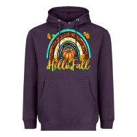 Plum Hello Fall with Rainbow Heavyweight Hoodie - texasbilliewilder