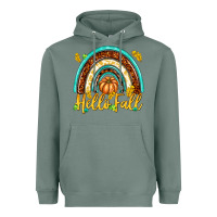 Sage Hello Fall with Rainbow Heavyweight Hoodie - texasbilliewilder
