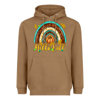 Toasted Coconut Hello Fall with Rainbow Heavyweight Hoodie - texasbilliewilder
