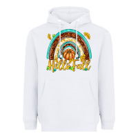 White Hello Fall with Rainbow Heavyweight Hoodie - texasbilliewilder