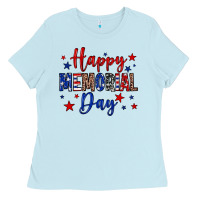 Baby Blue Happy memorial day Ladies Tee - Neo Western