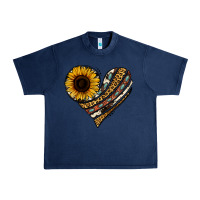 Navy western sunflower leopard cowhide heart Urban Heavy Tee - Jasminsmagicworld