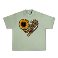 Oil Green western sunflower leopard cowhide heart Urban Heavy Tee - Jasminsmagicworld
