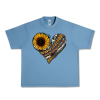 Pebble Blue western sunflower leopard cowhide heart Urban Heavy Tee - Jasminsmagicworld