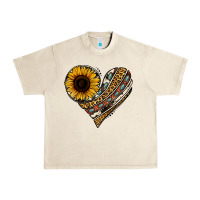 Sandshell western sunflower leopard cowhide heart Urban Heavy Tee - Jasminsmagicworld