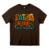Chocolate Brown eat drink give thanks Heavy Core Tee - CowhideDigitalArt