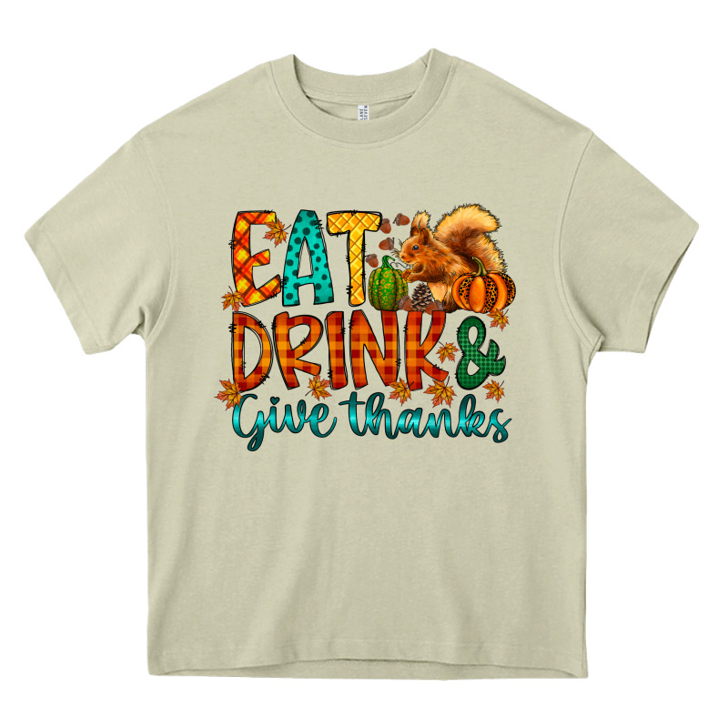 Eat Drink Give Thanks Heavy Core Tee by CowhideDigitalArt | Teevron