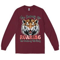 Burgundy the heavens are roaring tiger Long Sleeve Tee - MaliasSmallBusiness