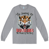 Heather Grey the heavens are roaring tiger Long Sleeve Tee - MaliasSmallBusiness