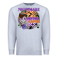 Heather Grey Nightmare before the coffee halloween Premium Sweatshirt - NancyCooperArtShop