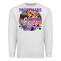 Oatmeal Heather Nightmare before the coffee halloween Premium Sweatshirt - NancyCooperArtShop