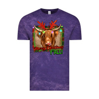 Cloud Purple merry christmas y'all highland cow Vintage Tee - Jasminsmagicworld