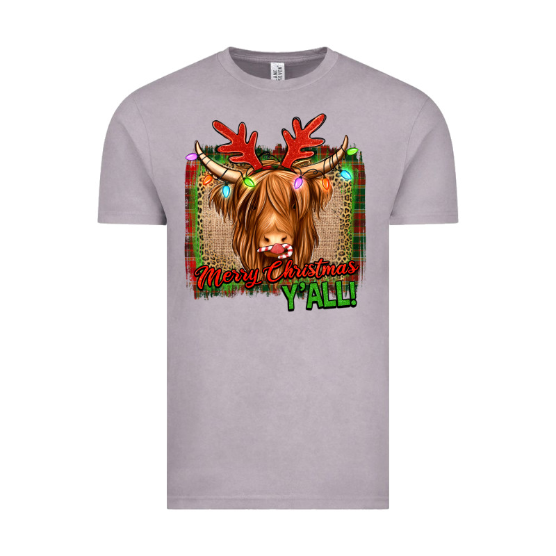 Merry Christmas Y'all Highland Cow Vintage Tee by Jasminsmagicworld | Teevron