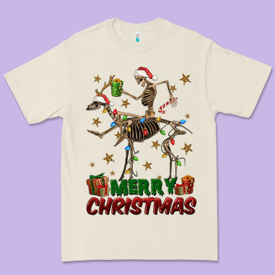 Merry Christmas Deer Skeleton Premium Tee Designed By Fadigitalartstudio