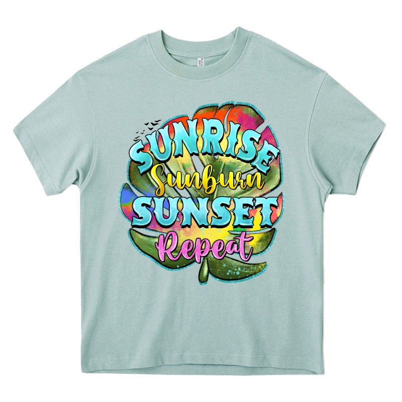 Sunrise Sunburn Sunset Repeat Heavy Core Tee by BarkalooDesign | Teevron
