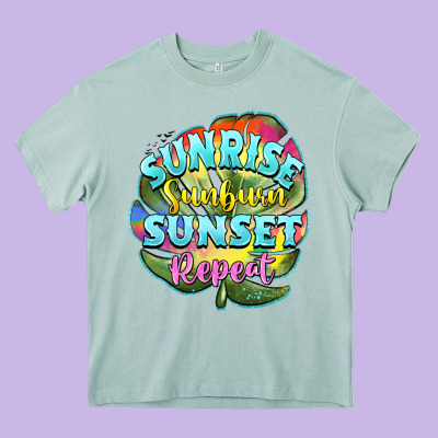 Sunrise Sunburn Sunset Repeat Heavy Core Tee Designed By Barkaloodesign