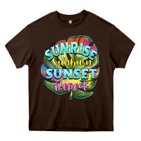 Chocolate Brown sunrise sunburn sunset repeat Heavy Core Tee - BarkalooDesign