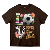 Chocolate Brown western love soccer Heavy Core Tee - HRA Design Shop