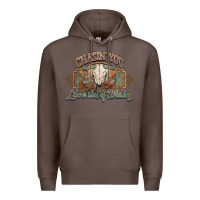 Coffee Chasin you like a shot of whiskey bull skull Premium Hoodie - HowdyJamesFarm