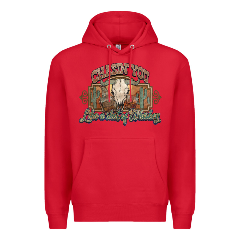 Chasin You Like A Shot Of Whiskey Bull Skull Premium Hoodie by HowdyJamesFarm | Teevron