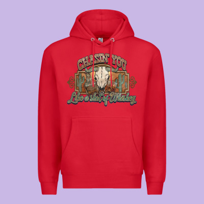 Chasin You Like A Shot Of Whiskey Bull Skull Premium Hoodie Designed By Howdyjamesfarm
