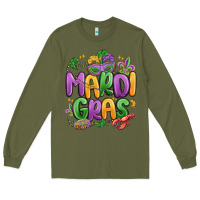 Army Green mardi gras Long Sleeve Tee - MaliasSmallBusiness
