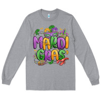 Heather Grey mardi gras Long Sleeve Tee - MaliasSmallBusiness
