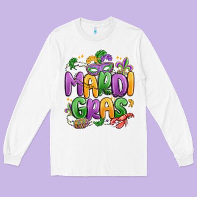 Mardi Gras Long Sleeve Tee Designed By Maliassmallbusiness