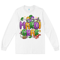 White mardi gras Long Sleeve Tee - MaliasSmallBusiness