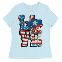 Baby Blue Love Texas  4th of july Ladies Tee - CowGirlArtShop