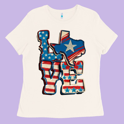 Love Texas  4th Of July Ladies Tee Designed By Cowgirlartshop